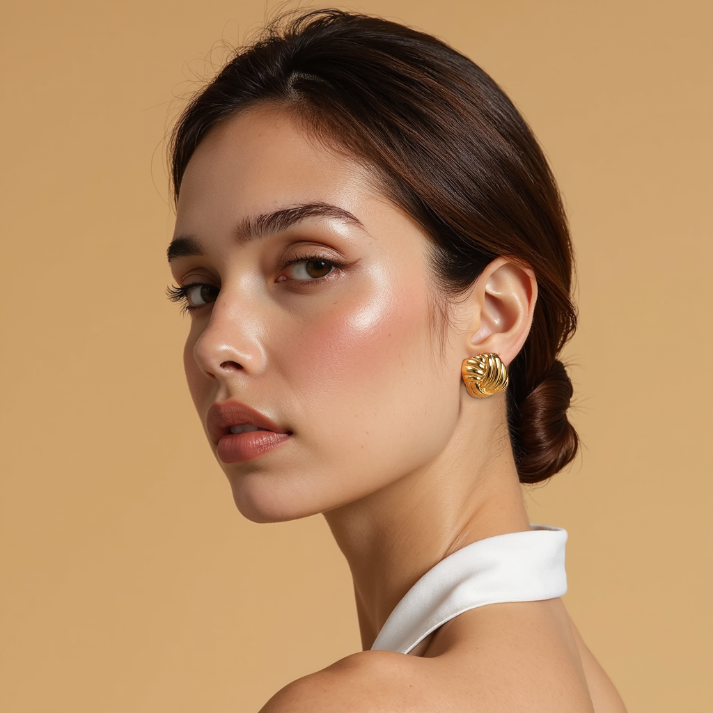 Chunky Square Earrings in Gold
