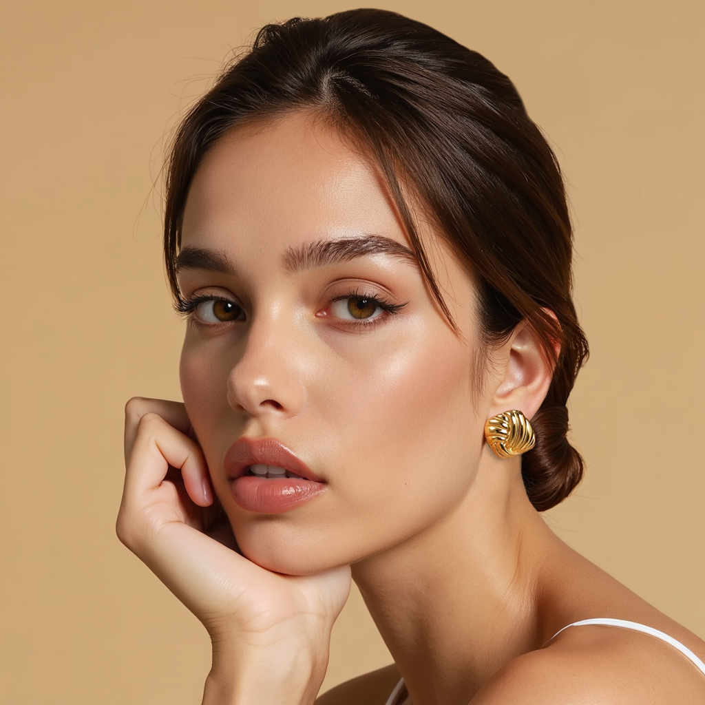 Chunky Square Earrings in Gold