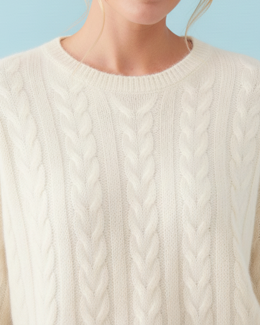 The Charlotte Round Neck 100% Cashmere Cable Knit Sweater