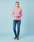 The Charlotte Round Neck 100% Cashmere Cable Knit Sweater