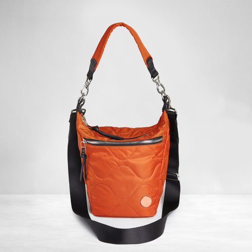 marcel - quilted crossbody bucket bag - orange