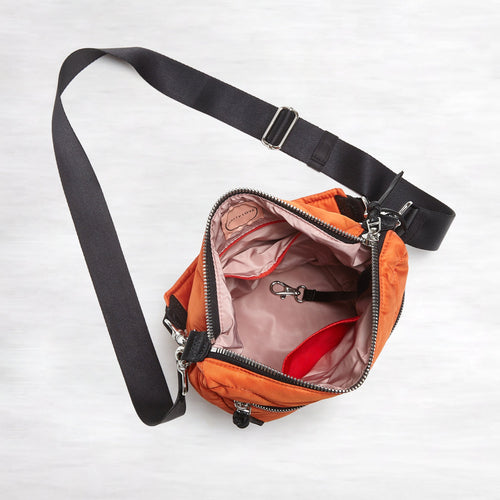 marcel - quilted crossbody bucket bag - orange