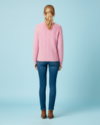 The Charlotte Round Neck 100% Cashmere Cable Knit Sweater
