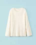 The Charlotte Round Neck 100% Cashmere Cable Knit Sweater