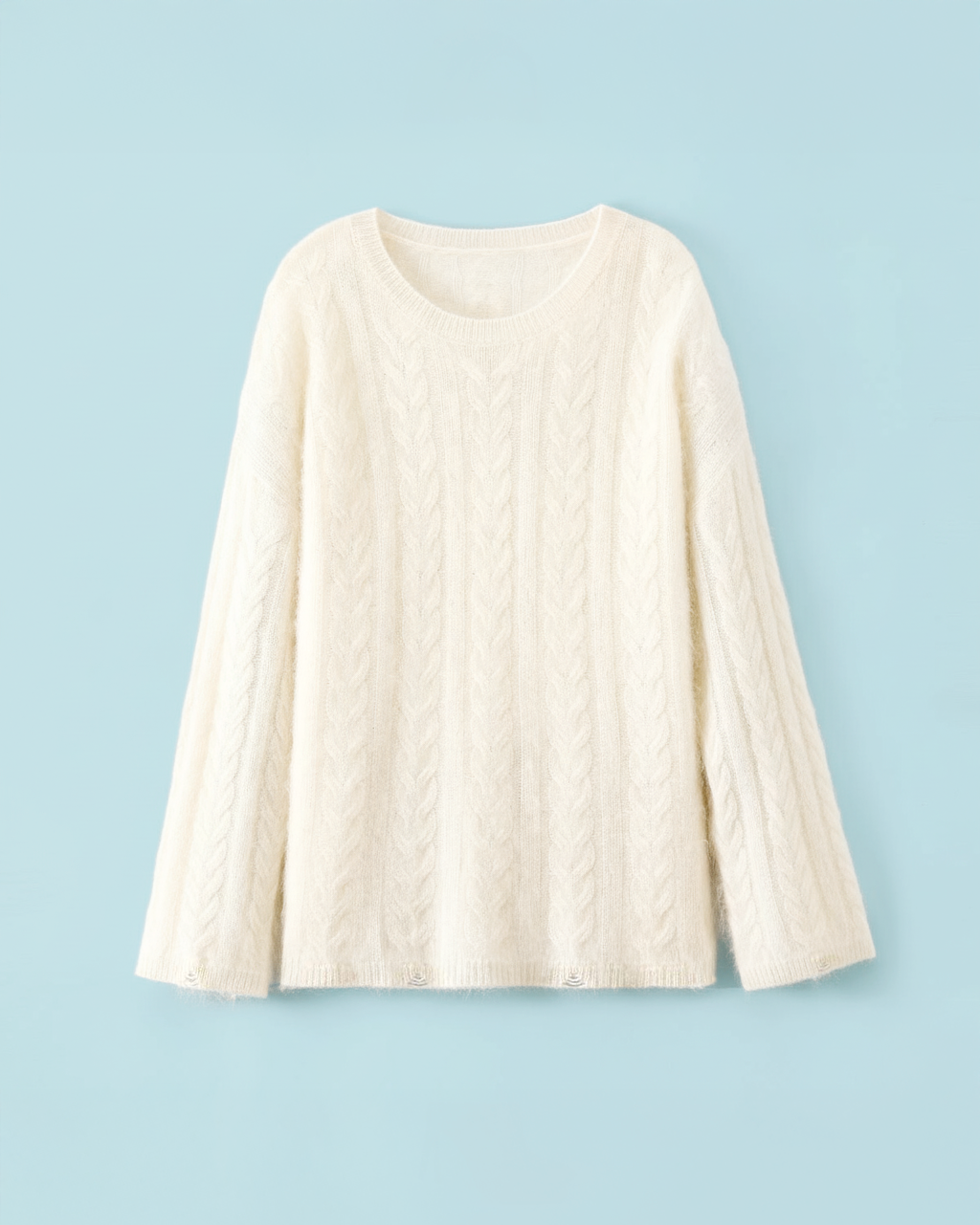 The Charlotte Round Neck 100% Cashmere Cable Knit Sweater