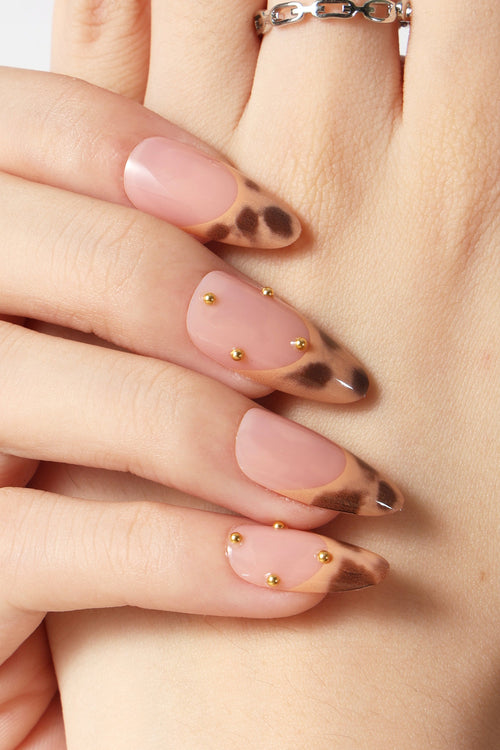 FRENCH LEOPARD - French Tip Press On Nails