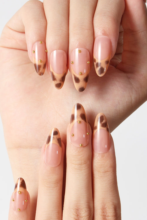 FRENCH LEOPARD - French Tip Press On Nails
