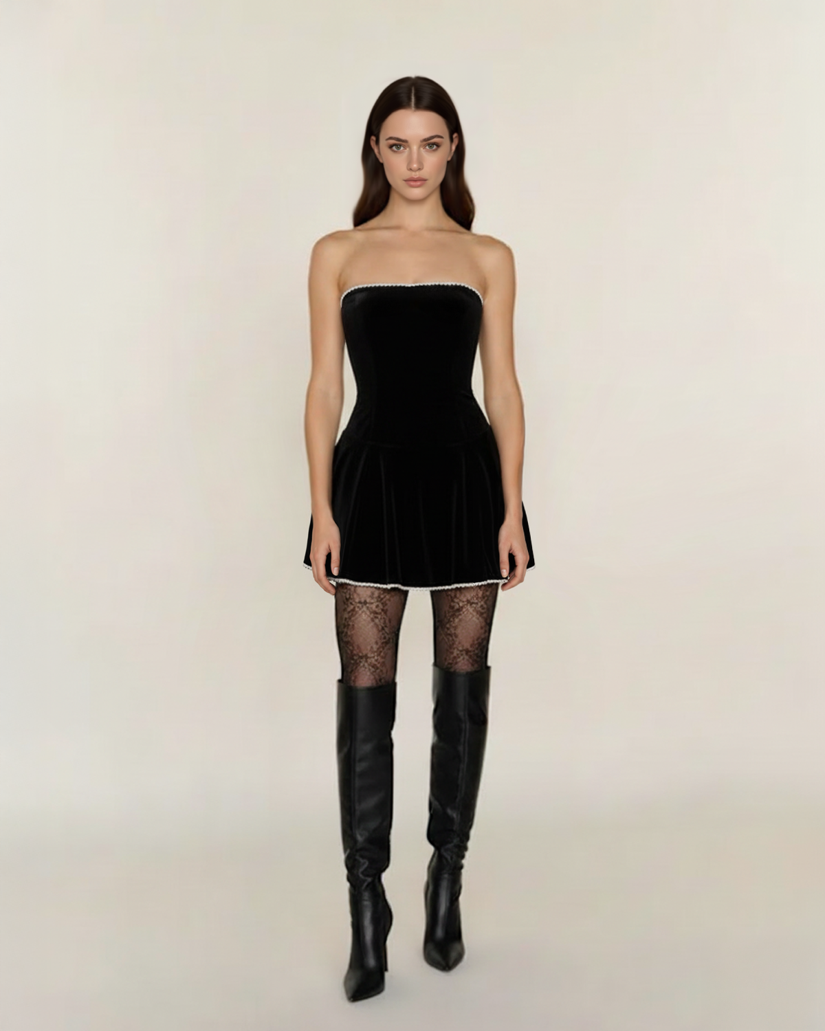 The Blair Little Black Dress with Ivory Trim – Shopise