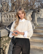 The Charlotte Round Neck 100% Cashmere Cable Knit Sweater