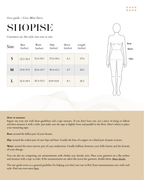Coco Mini Dress Size Chart