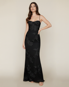 Robe longue dos nu à fleurs brodées Emily 