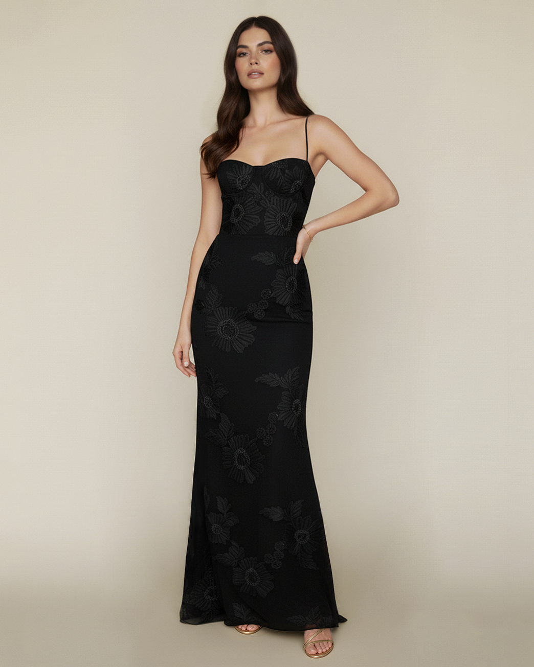 The Emily Embroidered Floral Backless Maxi Dress
