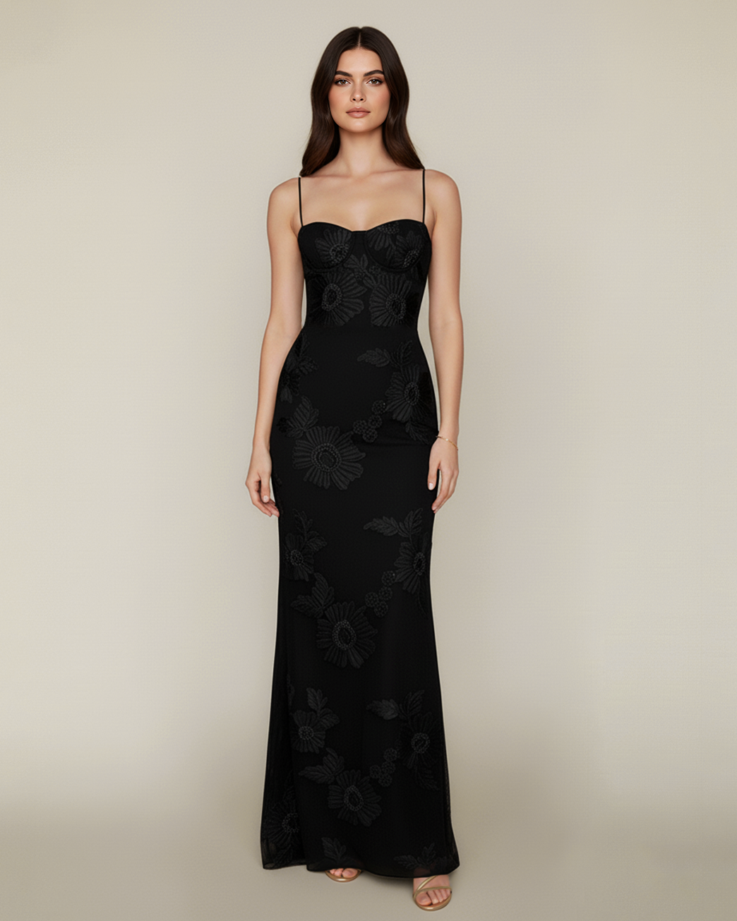 The Emily Embroidered Floral Backless Maxi Dress