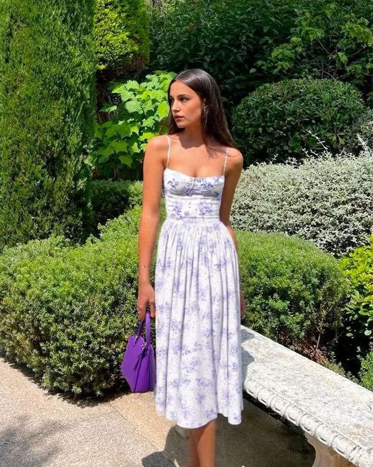 Mila Dress in Purple floral print Lifestyle