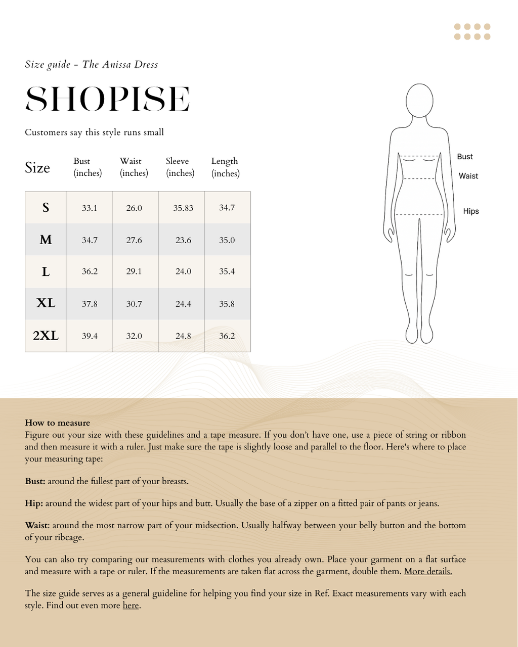 Size_Chart_Anissa_Dress in Black and White