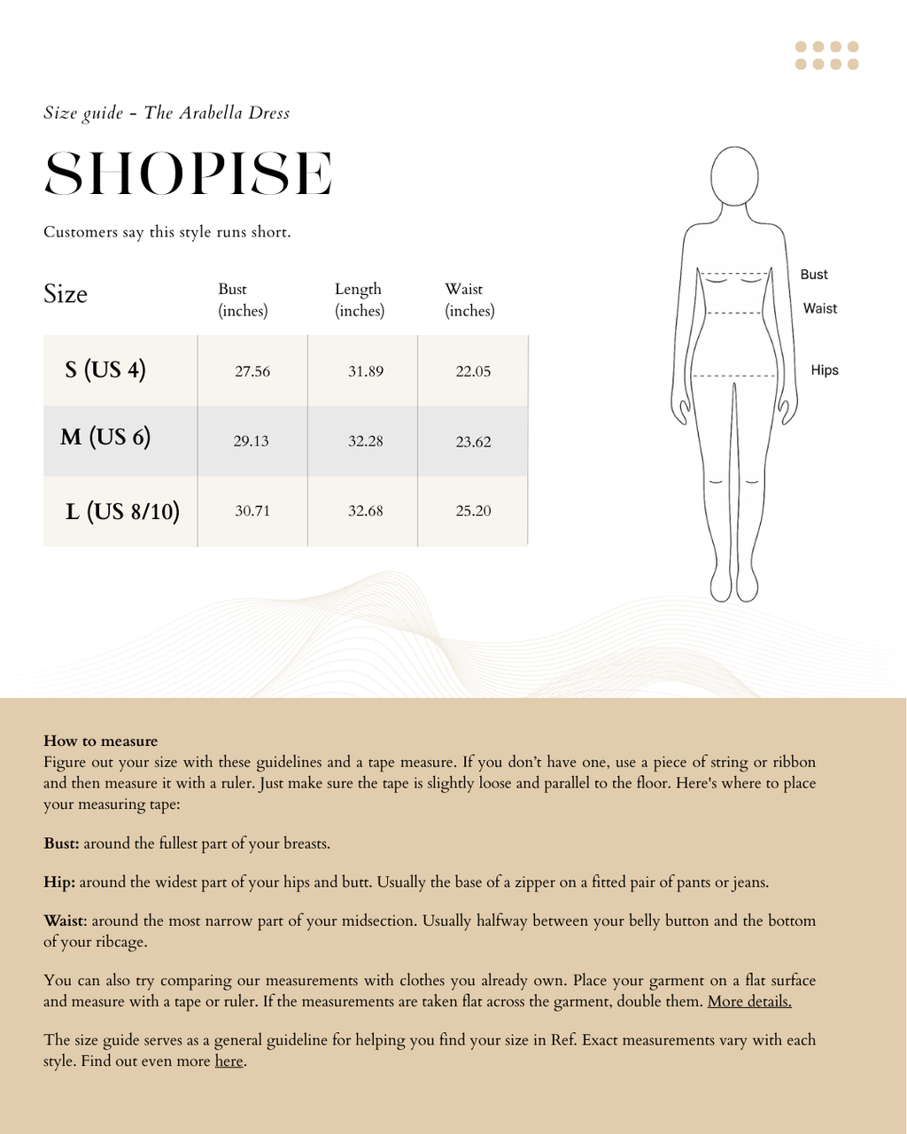 Size Chart The_Arabella_Dress