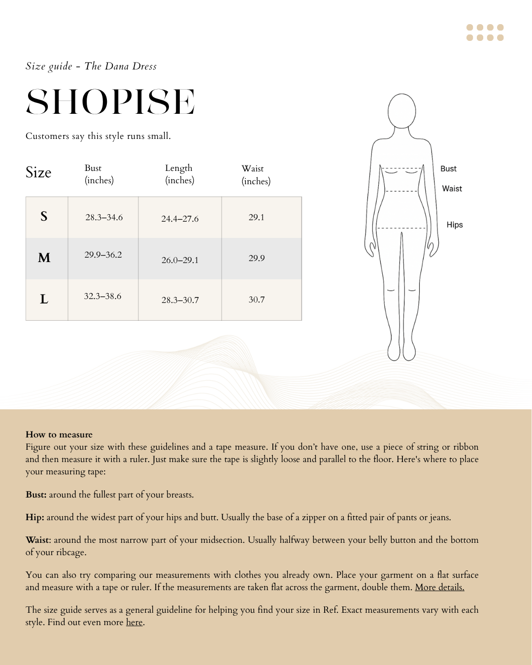 Size Chart The Dana Dress in Baby Blue and Butter Yellow