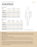 Size Chart The Ginny Shirt + Skirt Set Blue White Beige Camel Espresso 