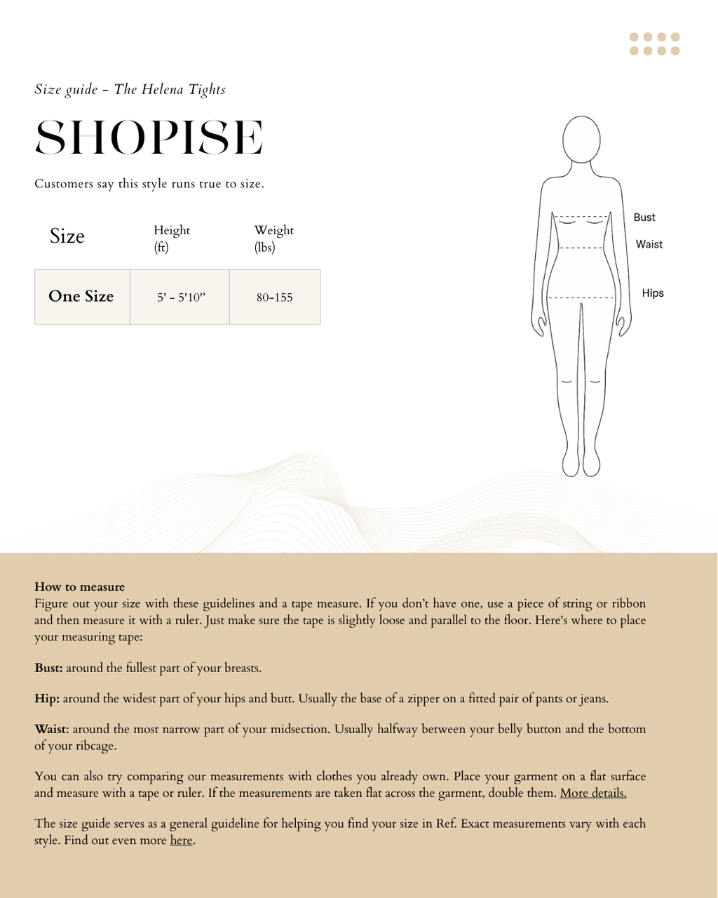 Size Chart The Helena Tights
