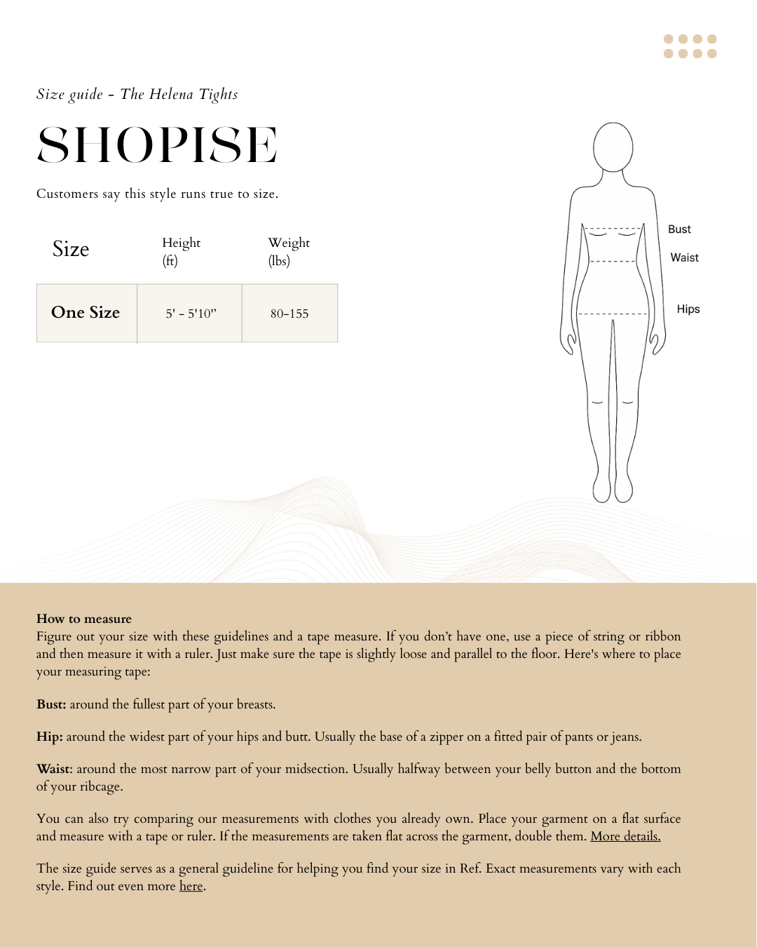 Size Chart The Helena Tights