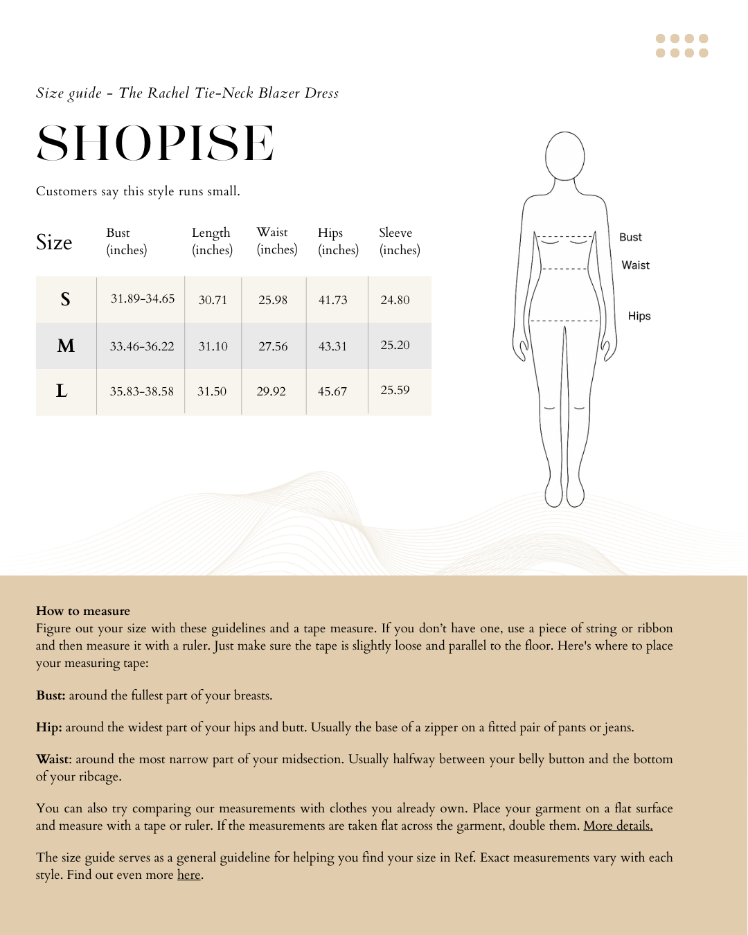 Size Chart The Rachel Tie-Neck Blazer Dress - black, white