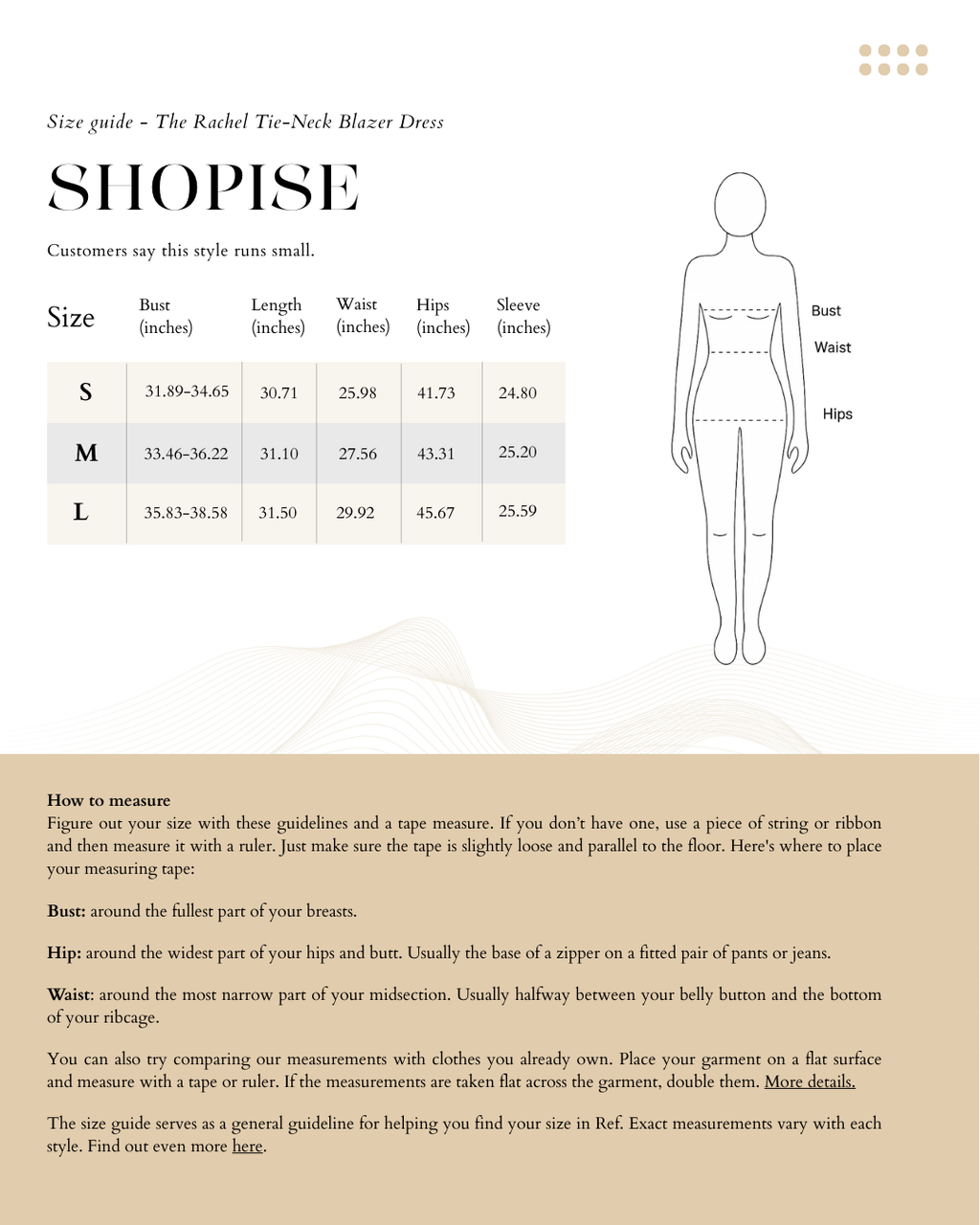 Size Chart The Rachel Tie-Neck Blazer Dress - black, white