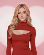 Robe mini Eliza à manches longues et décolleté découpé 