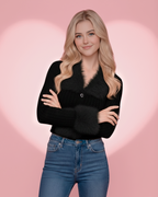 TheLauraKnittedSweaterwithFauxFurTrim in Black 2