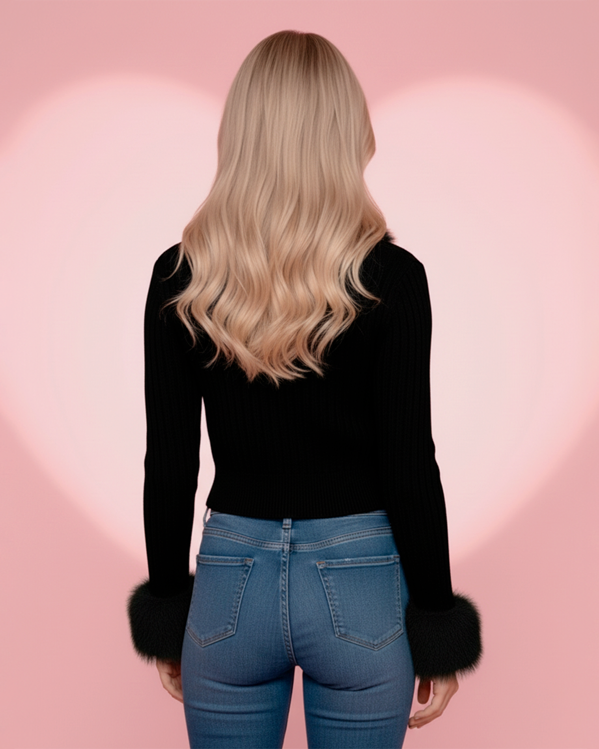 TheLauraKnittedSweaterwithFauxFurTrim in Black 3