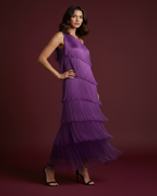 The Gia Asymmetric Fringe Maxi Dress in Purple 2