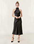 The Lilian Halter Neck Midi Satin Dress