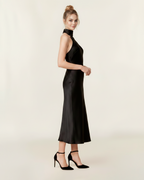 The Lilian Halter Neck Midi Satin Dress