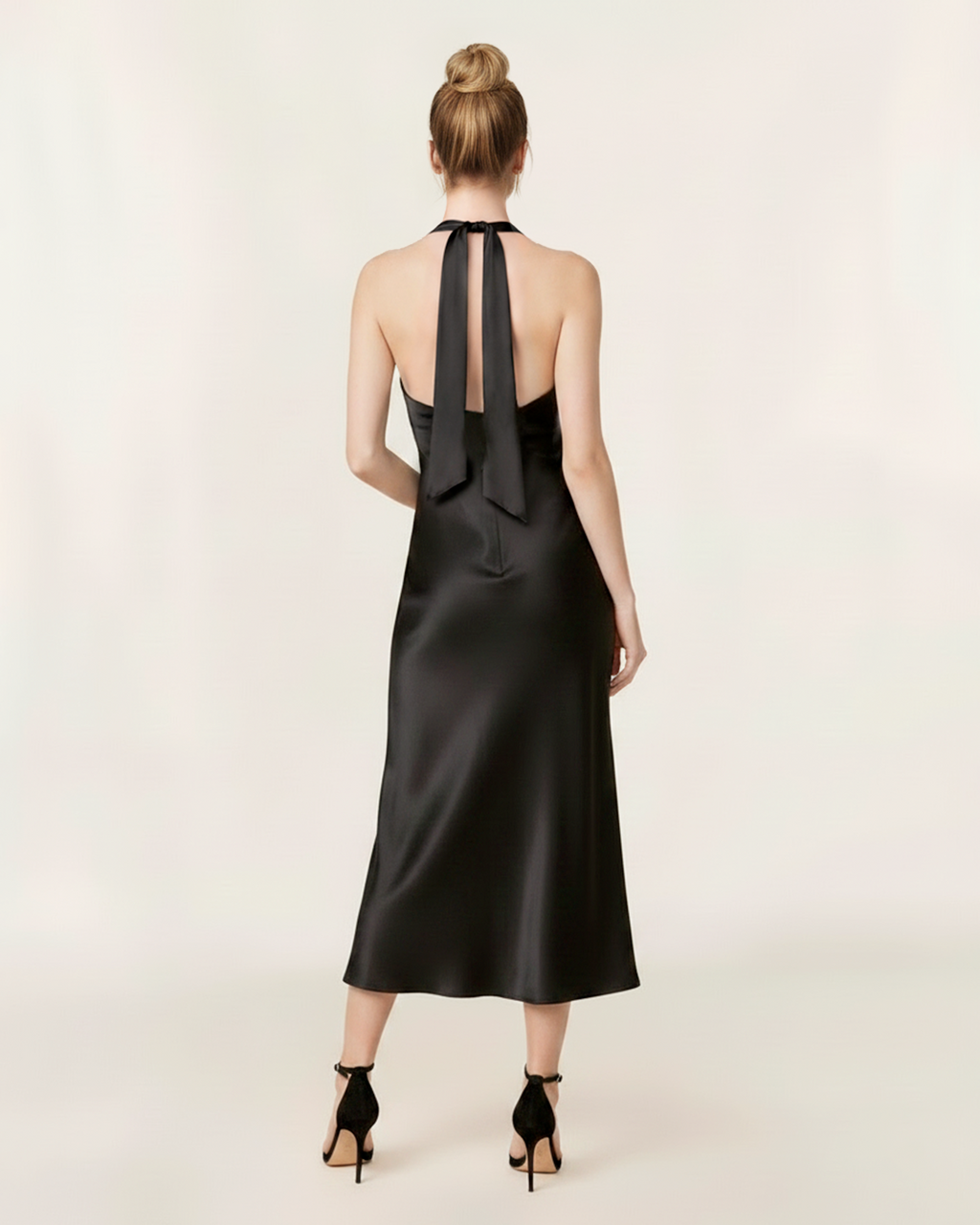 The Lilian Halter Neck Midi Satin Dress