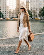 The Serena Satin Lace-Trim Skirt