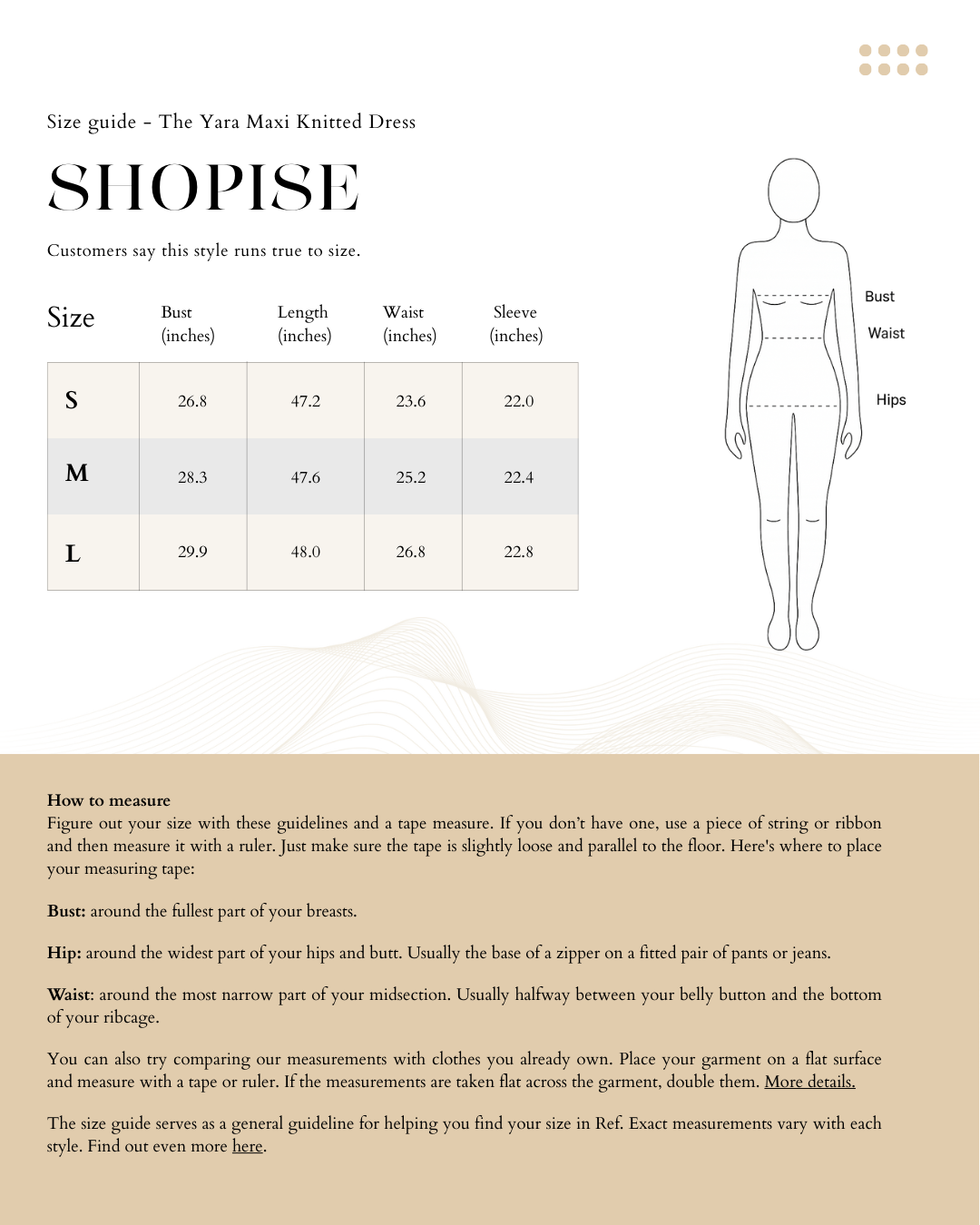 Size Chart The_Yara_Maxi_Knitted_Dress