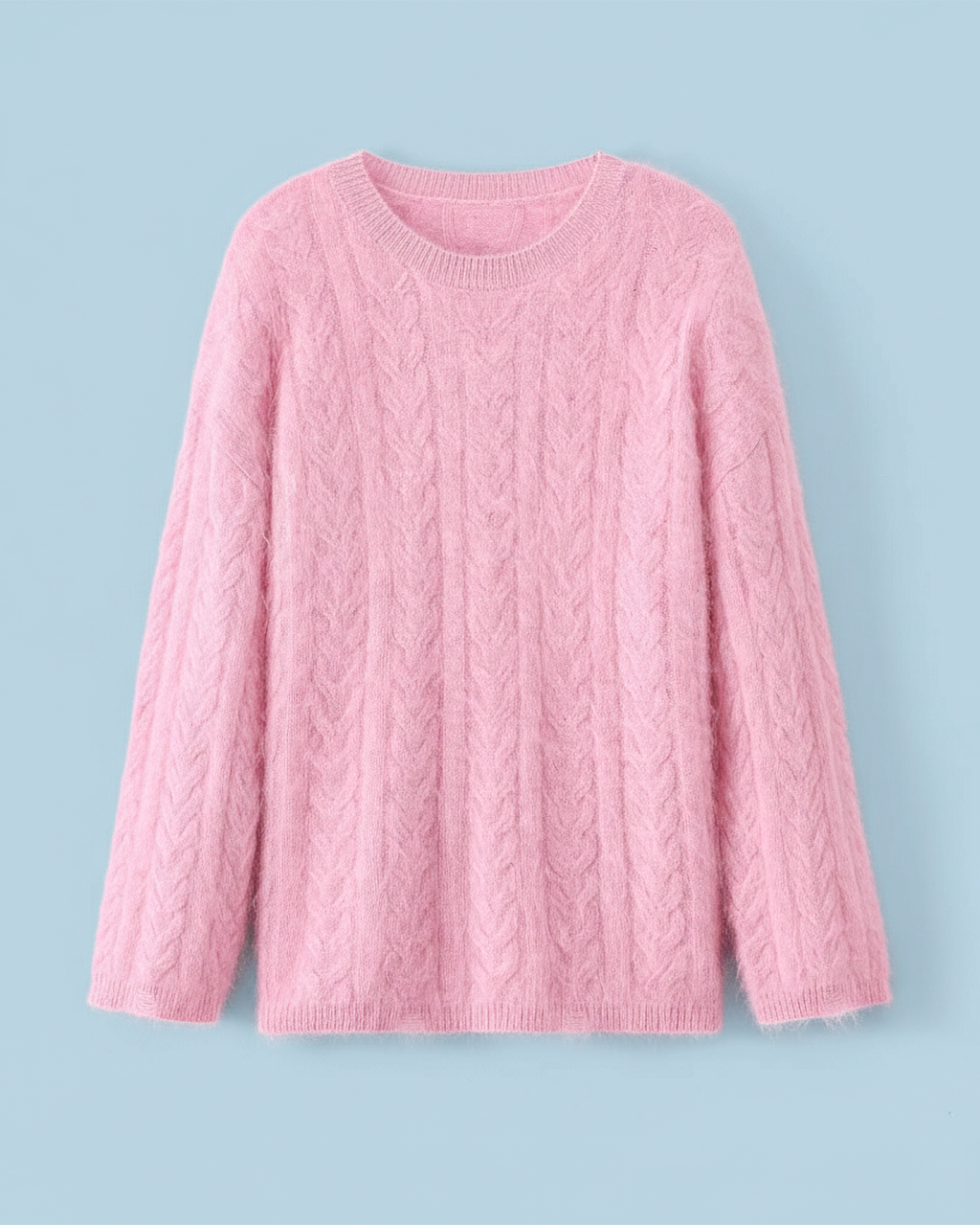 The Charlotte Round Neck 100% Cashmere Cable Knit Sweater