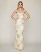 Robe longue dos nu à fleurs brodées Emily 