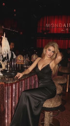 The Carrie Lace Side Slit Satin Midi