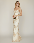 Robe longue dos nu à fleurs brodées Emily 