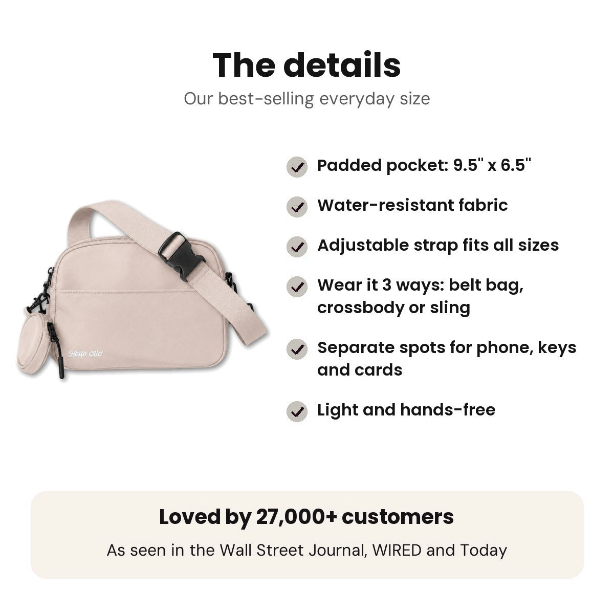 Double Scoop Kindle, Tablet, iPad Mini & Kobo Crossbody Belt Bag